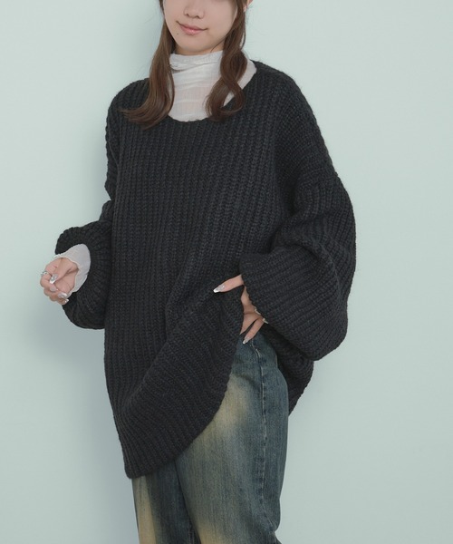 H.TOKYO(エイチトウキョウ)の「ゆったりシルエット チュニックニット(ニット/セーター・レディース・ライトグレー/ブラック/ライトブルー・FREE)」の22枚目の写真