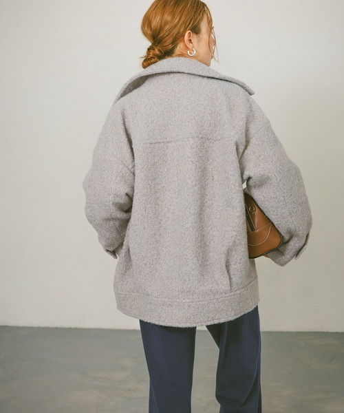 BAYFLOW（ベイフロー）の「[軽い着心地]ウーリーライダースコート（その他アウター・レディース・チャコール/アイボリー/グレー・SMALL/MEDIUM）」の11枚目の写真