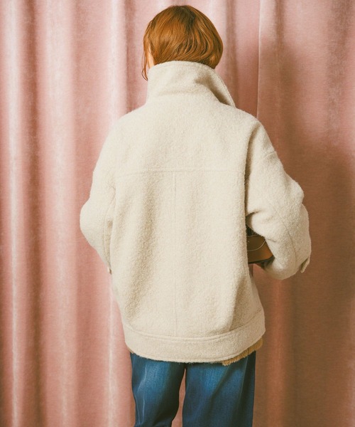 BAYFLOW（ベイフロー）の「[軽い着心地]ウーリーライダースコート（その他アウター・レディース・チャコール/アイボリー/グレー・SMALL/MEDIUM）」の15枚目の写真