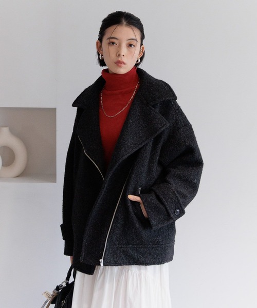 セール】[軽い着心地]ウーリーライダースコート（その他アウター