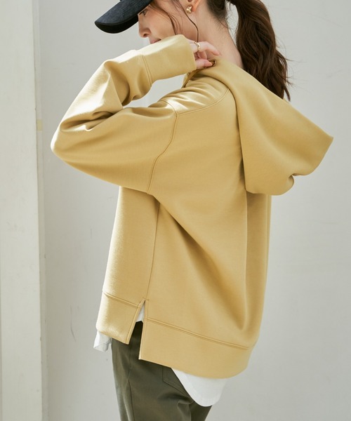 ikka（イッカ）の「【親子コーデ】GOKU楽 鹿の子ダンボールパーカー（パーカー・レディース・ブラック/ブラウン系その他/グリーン/イエロー/ベージュ・M/L/S）」の5枚目の写真