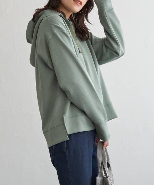 ikka（イッカ）の「【親子コーデ】GOKU楽 鹿の子ダンボールパーカー（パーカー・レディース・ブラック/ブラウン系その他/グリーン/イエロー/ベージュ・M/L/S）」の4枚目の写真