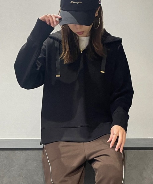 ikka（イッカ）の「【親子コーデ】GOKU楽 鹿の子ダンボールパーカー（パーカー・レディース・ブラック/ブラウン系その他/グリーン/イエロー/ベージュ・M/L/S）」の2枚目の写真