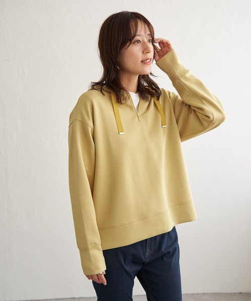 ikka（イッカ）の「【親子コーデ】GOKU楽 鹿の子ダンボールパーカー（パーカー・レディース・ブラック/ブラウン系その他/グリーン/イエロー/ベージュ・M/L/S）」の20枚目の写真