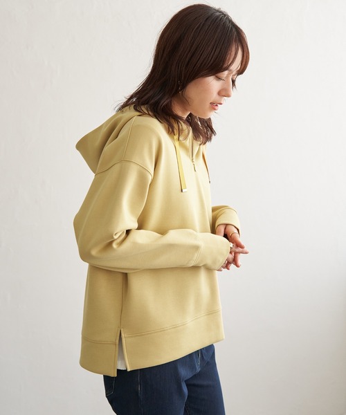 ikka（イッカ）の「【親子コーデ】GOKU楽 鹿の子ダンボールパーカー（パーカー・レディース・ブラック/ブラウン系その他/グリーン/イエロー/ベージュ・M/L/S）」の21枚目の写真