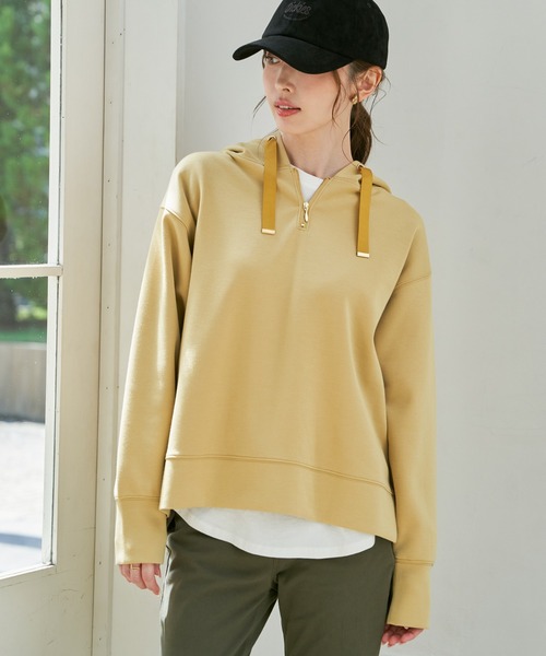 ikka（イッカ）の「【親子コーデ】GOKU楽 鹿の子ダンボールパーカー（パーカー・レディース・ブラック/ブラウン系その他/グリーン/イエロー/ベージュ・M/L/S）」の13枚目の写真