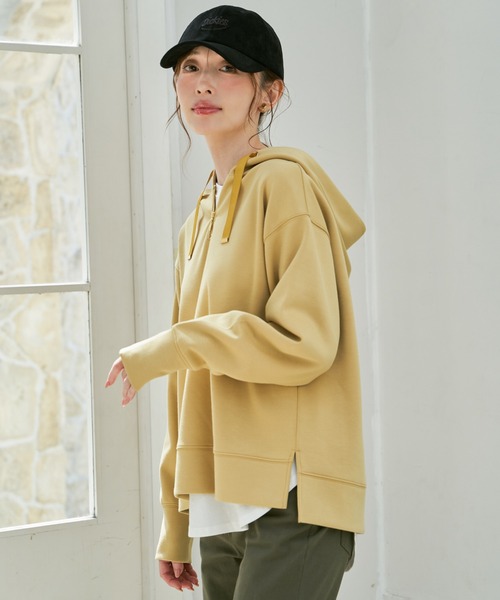 ikka（イッカ）の「【親子コーデ】GOKU楽 鹿の子ダンボールパーカー（パーカー・レディース・ブラック/ブラウン系その他/グリーン/イエロー/ベージュ・M/L/S）」の14枚目の写真