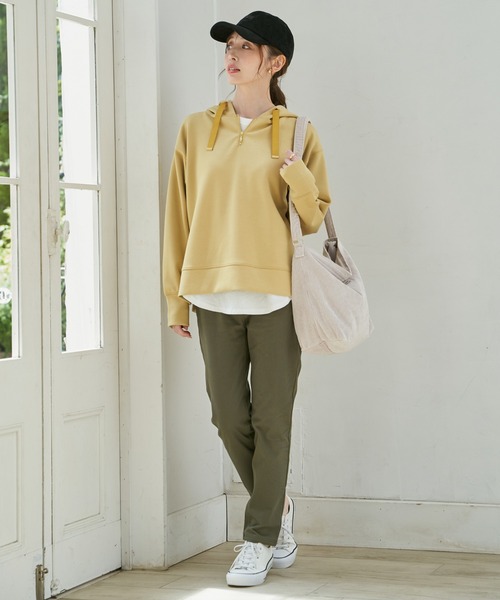 ikka（イッカ）の「【親子コーデ】GOKU楽 鹿の子ダンボールパーカー（パーカー・レディース・ブラック/ブラウン系その他/グリーン/イエロー/ベージュ・M/L/S）」の15枚目の写真