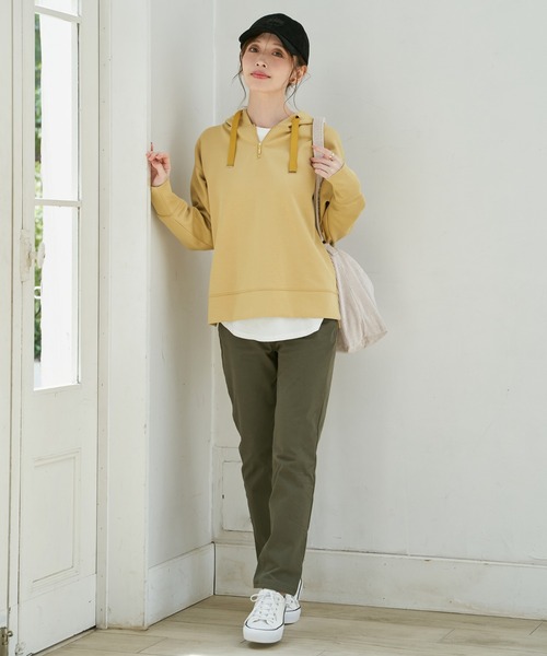 ikka（イッカ）の「【親子コーデ】GOKU楽 鹿の子ダンボールパーカー（パーカー・レディース・ブラック/ブラウン系その他/グリーン/イエロー/ベージュ・M/L/S）」の16枚目の写真