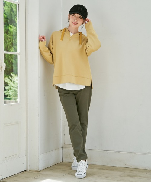 ikka（イッカ）の「【親子コーデ】GOKU楽 鹿の子ダンボールパーカー（パーカー・レディース・ブラック/ブラウン系その他/グリーン/イエロー/ベージュ・M/L/S）」の18枚目の写真