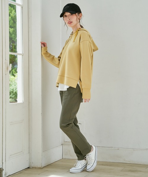 ikka（イッカ）の「【親子コーデ】GOKU楽 鹿の子ダンボールパーカー（パーカー・レディース・ブラック/ブラウン系その他/グリーン/イエロー/ベージュ・M/L/S）」の19枚目の写真