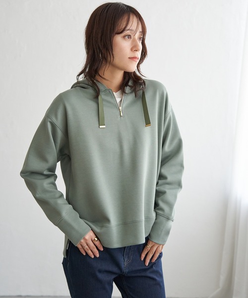 ikka（イッカ）の「【親子コーデ】GOKU楽 鹿の子ダンボールパーカー（パーカー・レディース・ブラック/ブラウン系その他/グリーン/イエロー/ベージュ・M/L/S）」の10枚目の写真