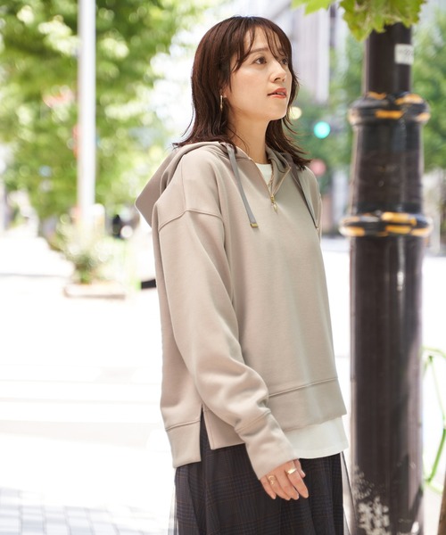 ikka（イッカ）の「【親子コーデ】GOKU楽 鹿の子ダンボールパーカー（パーカー・レディース・ブラック/ブラウン系その他/グリーン/イエロー/ベージュ・M/L/S）」の9枚目の写真