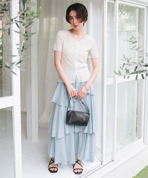 titivate(ティティベイト)の「ランダムヘムティアードスカート(スカート・レディース・ダークブラウン/チャコール/オフホワイト/ブラック/ブルー/ライトベージュ・SP/S/M/L)」の21枚目の写真