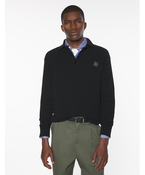 FOX HEAD WOOL RIBBED POLO JUMPER（ポロシャツ）｜Maison