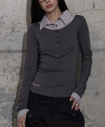 A'GEM/9 × .kom 『FANCY CLUB/ファンシークラブ』 SHIRT LAYERED LONG SLEEVE/シャツ レイヤード 長袖Tシャツ