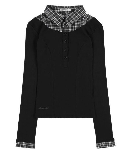 FANCY CLUB(ファンシークラブ)の「A'GEM/9 × .kom 『FANCY CLUB/ファンシークラブ』 SHIRT LAYERED LONG SLEEVE/シャツ レイヤード 長袖Tシャツ(Tシャツ/カットソー・レディース・グレー/ブラック/チャコールグレー・FREE)」の20枚目の写真