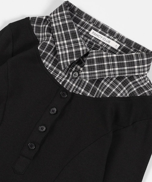 FANCY CLUB(ファンシークラブ)の「A'GEM/9 × .kom 『FANCY CLUB/ファンシークラブ』 SHIRT LAYERED LONG SLEEVE/シャツ レイヤード 長袖Tシャツ(Tシャツ/カットソー・レディース・グレー/ブラック/チャコールグレー・FREE)」の22枚目の写真