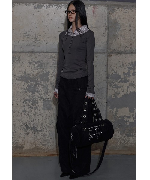 FANCY CLUB(ファンシークラブ)の「A'GEM/9 × .kom 『FANCY CLUB/ファンシークラブ』 SHIRT LAYERED LONG SLEEVE/シャツ レイヤード 長袖Tシャツ(Tシャツ/カットソー・レディース・グレー/ブラック/チャコールグレー・FREE)」の13枚目の写真