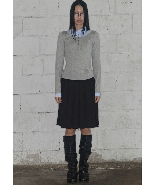 FANCY CLUB(ファンシークラブ)の「A'GEM/9 × .kom 『FANCY CLUB/ファンシークラブ』 SHIRT LAYERED LONG SLEEVE/シャツ レイヤード 長袖Tシャツ(Tシャツ/カットソー・レディース・グレー/ブラック/チャコールグレー・FREE)」の17枚目の写真