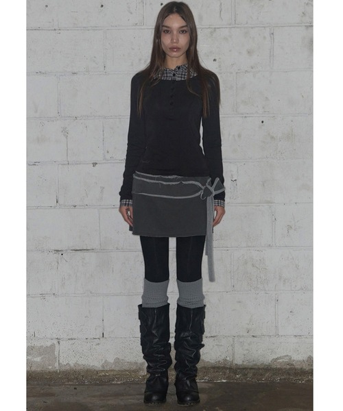 FANCY CLUB(ファンシークラブ)の「A'GEM/9 × .kom 『FANCY CLUB/ファンシークラブ』 SHIRT LAYERED LONG SLEEVE/シャツ レイヤード 長袖Tシャツ(Tシャツ/カットソー・レディース・グレー/ブラック/チャコールグレー・FREE)」の6枚目の写真