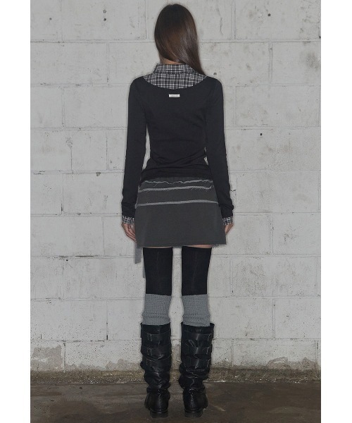FANCY CLUB(ファンシークラブ)の「A'GEM/9 × .kom 『FANCY CLUB/ファンシークラブ』 SHIRT LAYERED LONG SLEEVE/シャツ レイヤード 長袖Tシャツ(Tシャツ/カットソー・レディース・グレー/ブラック/チャコールグレー・FREE)」の8枚目の写真