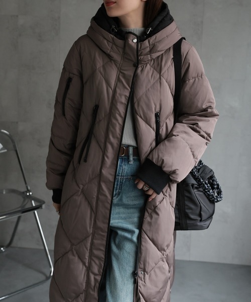 sakishimatokyo premium＞配色使い キルティングダウンコート