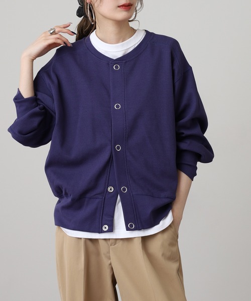 OMNES（オムネス）の「ハニカムストレッチ袖ボリュームカーディガン（カーディガン/ボレロ・レディース・ネイビー/ホワイト/アイボリー・FREE）」の21枚目の写真