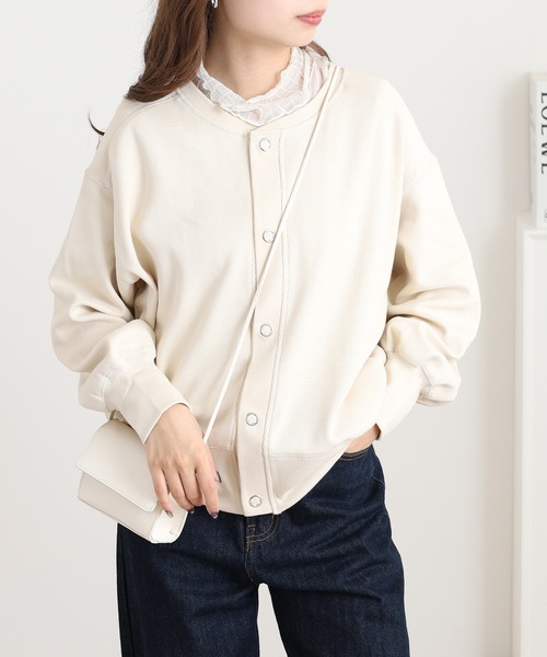 OMNES（オムネス）の「ハニカムストレッチ袖ボリュームカーディガン（カーディガン/ボレロ・レディース・ネイビー/ホワイト/アイボリー・FREE）」の14枚目の写真