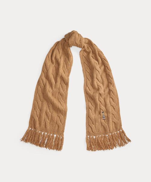 Polo ベア ケーブルニット ウールブレンド マフラー（マフラー）｜POLO