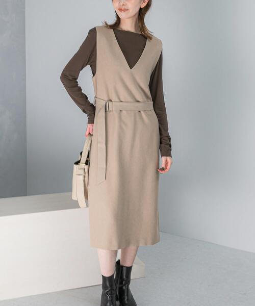 URBAN RESEARCH ROSSO WOMEN(アーバンリサーチ ロッソ)の「『UR TECH』 ジャンパーワンピース(ワンピース・レディース・ブラック/モカ/ベージュ・36/38)」の6枚目の写真