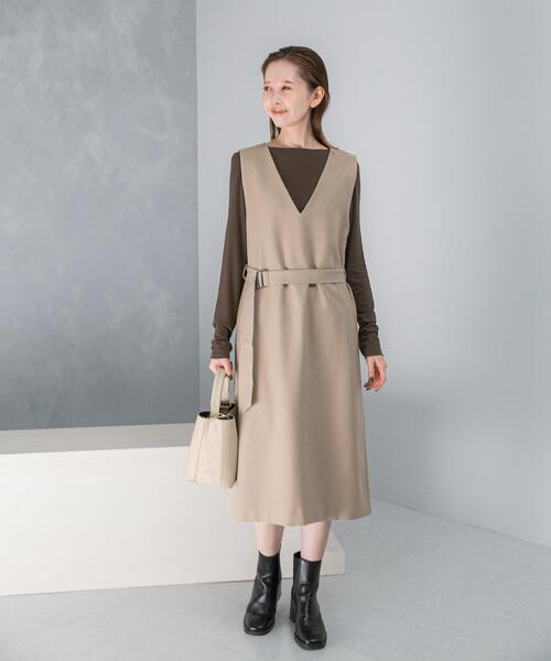 URBAN RESEARCH ROSSO WOMEN(アーバンリサーチ ロッソ)の「『UR TECH』 ジャンパーワンピース(ワンピース・レディース・ブラック/モカ/ベージュ・36/38)」の7枚目の写真