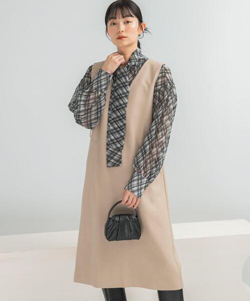 URBAN RESEARCH ROSSO WOMEN(アーバンリサーチ ロッソ)の「『UR TECH』 ジャンパーワンピース(ワンピース・レディース・ブラック/モカ/ベージュ・36/38)」の9枚目の写真