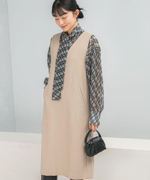 URBAN RESEARCH ROSSO WOMEN(アーバンリサーチ ロッソ)の「『UR TECH』 ジャンパーワンピース(ワンピース・レディース・ブラック/モカ/ベージュ・36/38)」の10枚目の写真