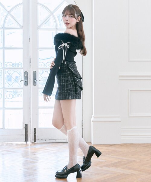 セール】【Belle Charme】バックリボンツイードスカート（スカート