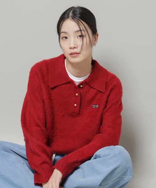 PENNEYS（ぺニーズ）の「PENNEYS別注TheFOXシャギーポロニット（ニット/セーター・レディース・アイボリー/レッド系その他/チャコール・FREE）」の3枚目の写真