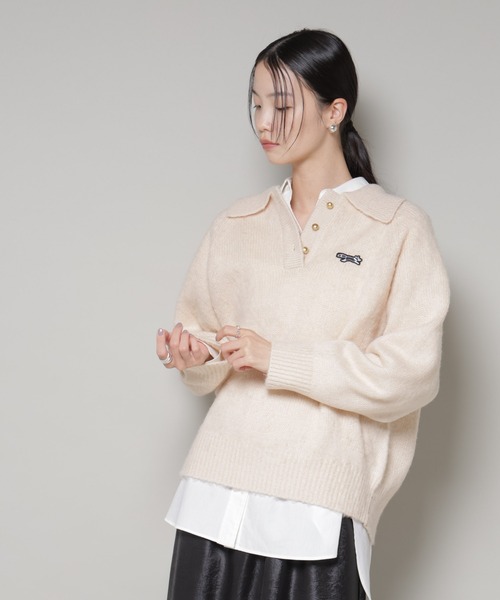 PENNEYS（ぺニーズ）の「PENNEYS別注TheFOXシャギーポロニット（ニット/セーター・レディース・アイボリー/レッド系その他/チャコール・FREE）」の12枚目の写真