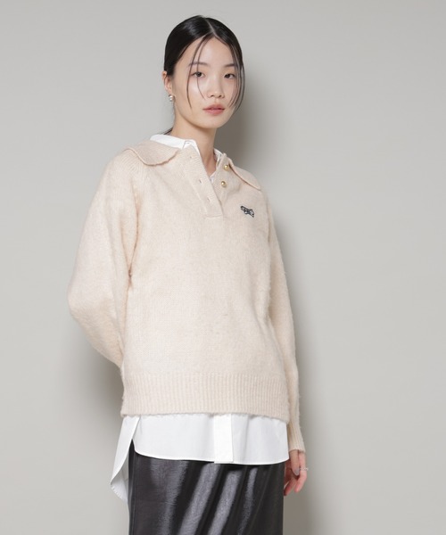 PENNEYS（ぺニーズ）の「PENNEYS別注TheFOXシャギーポロニット（ニット/セーター・レディース・アイボリー/レッド系その他/チャコール・FREE）」の13枚目の写真