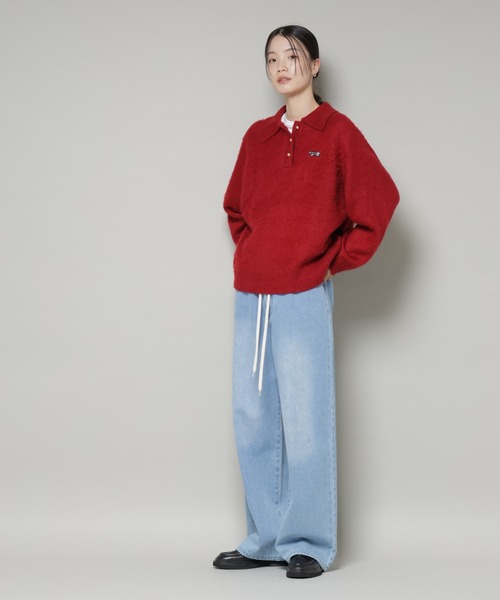 PENNEYS（ぺニーズ）の「PENNEYS別注TheFOXシャギーポロニット（ニット/セーター・レディース・アイボリー/レッド系その他/チャコール・FREE）」の9枚目の写真