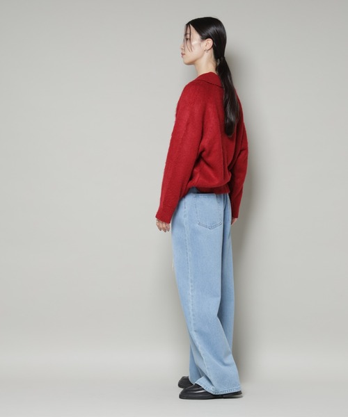 PENNEYS（ぺニーズ）の「PENNEYS別注TheFOXシャギーポロニット（ニット/セーター・レディース・アイボリー/レッド系その他/チャコール・FREE）」の10枚目の写真