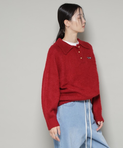 PENNEYS（ぺニーズ）の「PENNEYS別注TheFOXシャギーポロニット（ニット/セーター・レディース・アイボリー/レッド系その他/チャコール・FREE）」の7枚目の写真