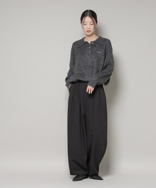 PENNEYS（ぺニーズ）の「PENNEYS別注TheFOXシャギーポロニット（ニット/セーター・レディース・アイボリー/レッド系その他/チャコール・FREE）」の22枚目の写真