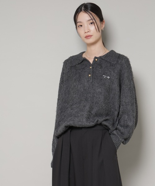 PENNEYS（ぺニーズ）の「PENNEYS別注TheFOXシャギーポロニット（ニット/セーター・レディース・アイボリー/レッド系その他/チャコール・FREE）」の21枚目の写真