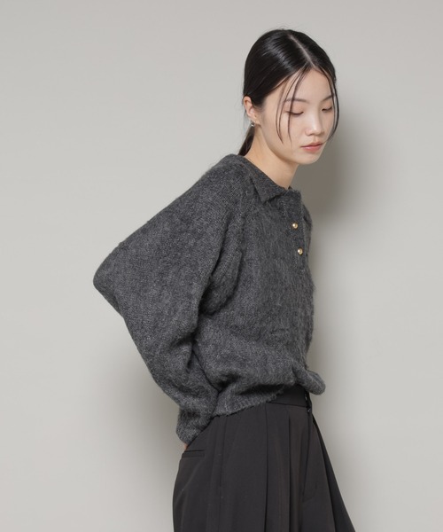 PENNEYS（ぺニーズ）の「PENNEYS別注TheFOXシャギーポロニット（ニット/セーター・レディース・アイボリー/レッド系その他/チャコール・FREE）」の20枚目の写真