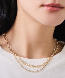 VIS | ラインストーンレイヤードネックレス(ネックレス)
