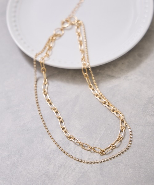 VIS（ビス）の「ラインストーンレイヤードネックレス（ネックレス・レディース・シルバー/ゴールド・FREE）」の3枚目の写真