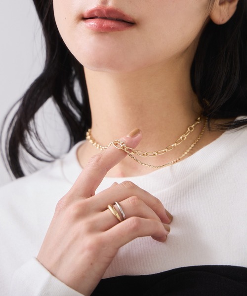 VIS（ビス）の「ラインストーンレイヤードネックレス（ネックレス・レディース・シルバー/ゴールド・FREE）」の7枚目の写真