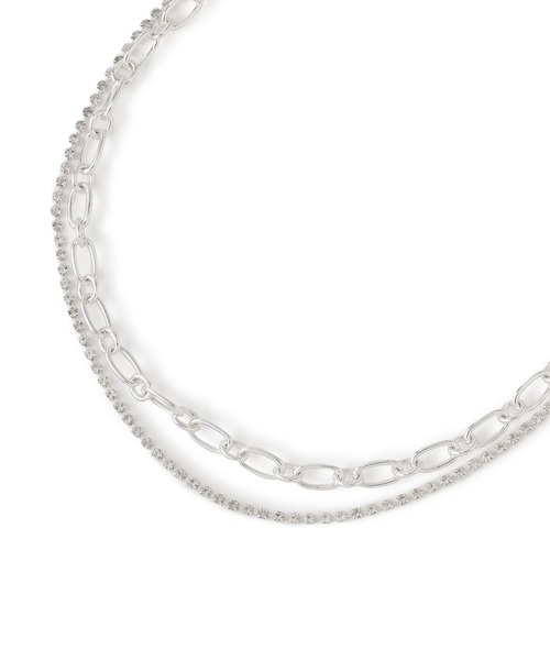 VIS（ビス）の「ラインストーンレイヤードネックレス（ネックレス・レディース・シルバー/ゴールド・FREE）」の9枚目の写真