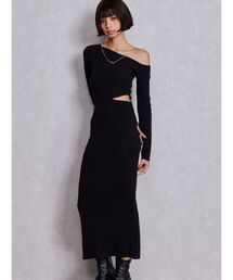 GYDA | GG CHAIN LEFT OPEN LONGニットワンピース(ワンピース)