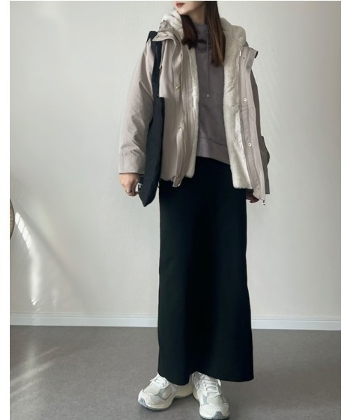 ikka(イッカ)の「【雑誌InRed12月号掲載】ライナー付き3WAYマウンテンパーカー【親子コーデ】(マウンテンパーカー・レディース・チェリーレッド/ベージュ/ネイビー/カーキ・M/L/S)」の12枚目の写真